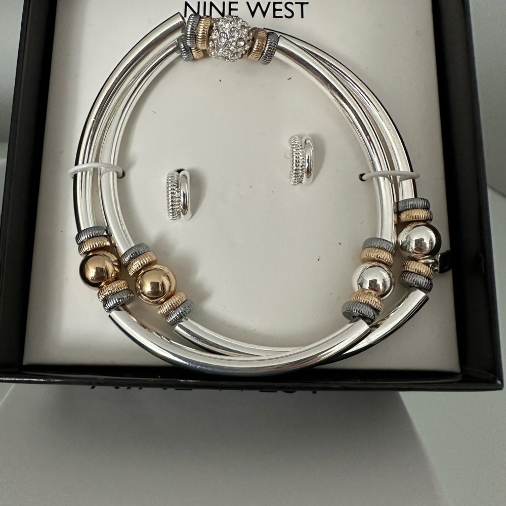 Nine West Silver and Gold Bracelet Set